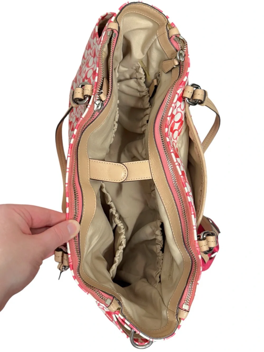 Rare Coach Peyton Dream C Signature Pink Diaper Bag Tote Crossbody Laptop Bag
